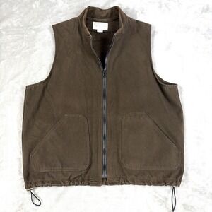 Vintage C.C Filson Vest Mens Size L Brown Full Zip Moleskin Liner Made In USA
